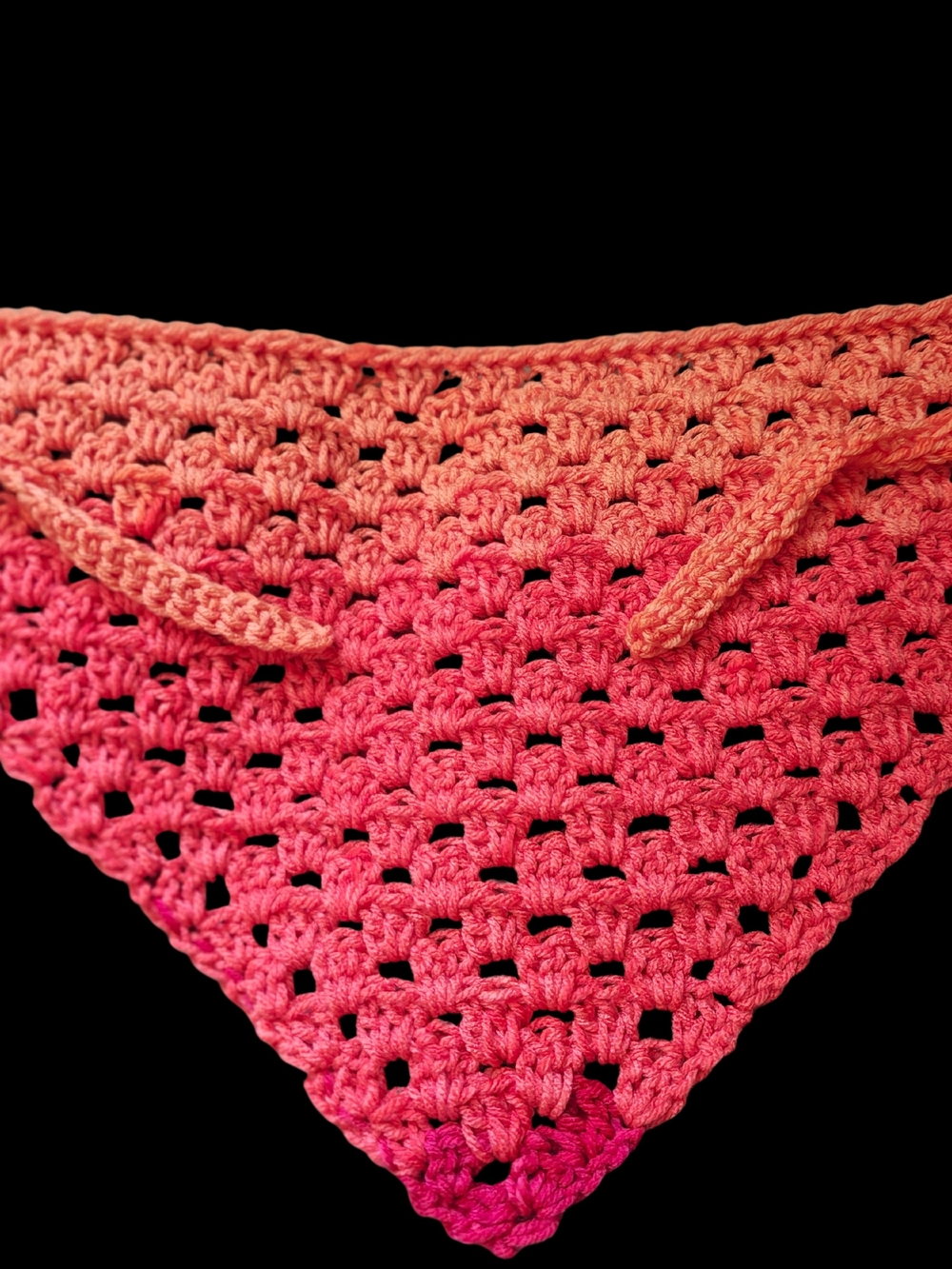 Handcrafted Gradient Pink Crochet Bandana Scarf - Picture 4 of 4